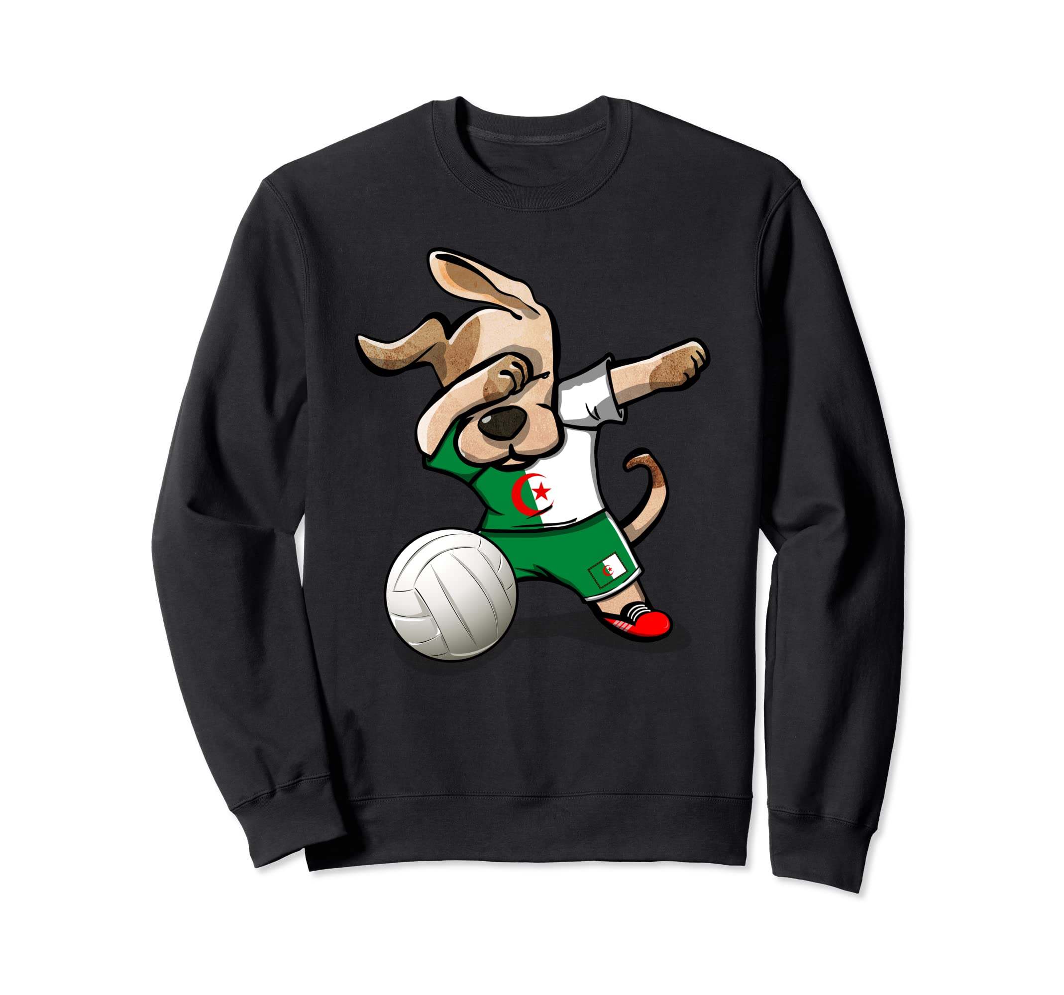 Cute Dabbing Dog Proud Algeria Volleyball Fans Algerian Flag Sweatshirt