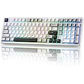 YUNZII AL98 QMK/VIA Wireless Mechanical Gaming Keyboard,Full Aluminum,BT/2.4G/USB-C, Pre-Lubed Hot Swappable Gasket Mount 1800 Layout,RGB Backlit for Win/Mac (White, Milk Switch)