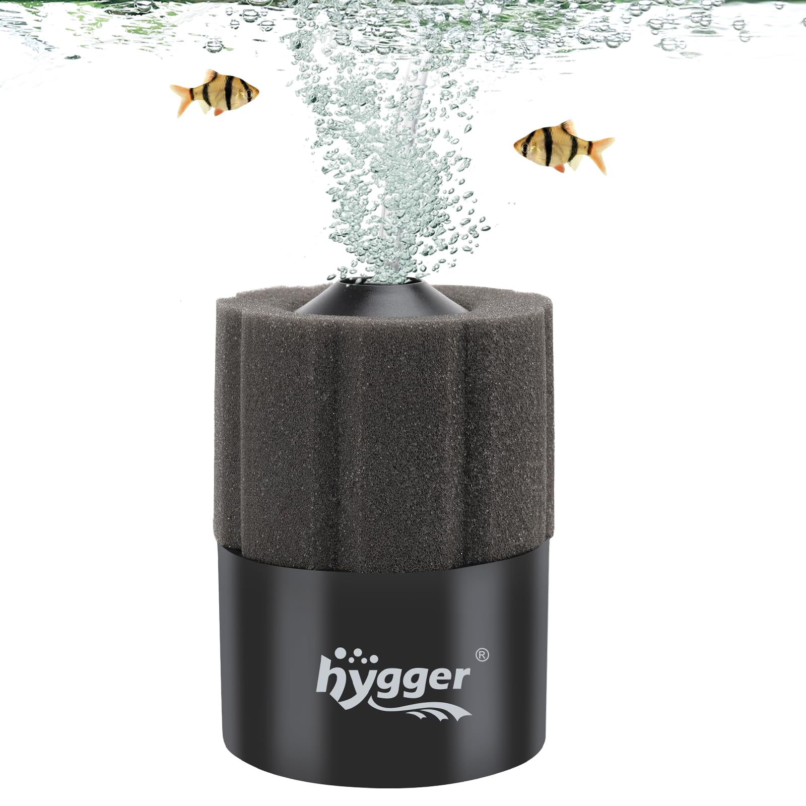 hygger Aquarium Sponge Filter, Fish Tank Filter, Submersible Internal Foam Aquarium Filter for 5-91L Breeding Fry Shrimp Snails Betta Tank with Filtered Ceramic Balls and Spare Sponge(S)