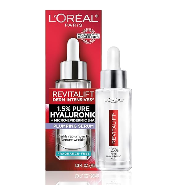 L’OREAL PARIS REVITALIFT 1.5% PURE HYALURONIC ACID FACE SERUM, HYDRATE & REDUCE WRINKLES, FRAGRANCE FREE 1 OZ