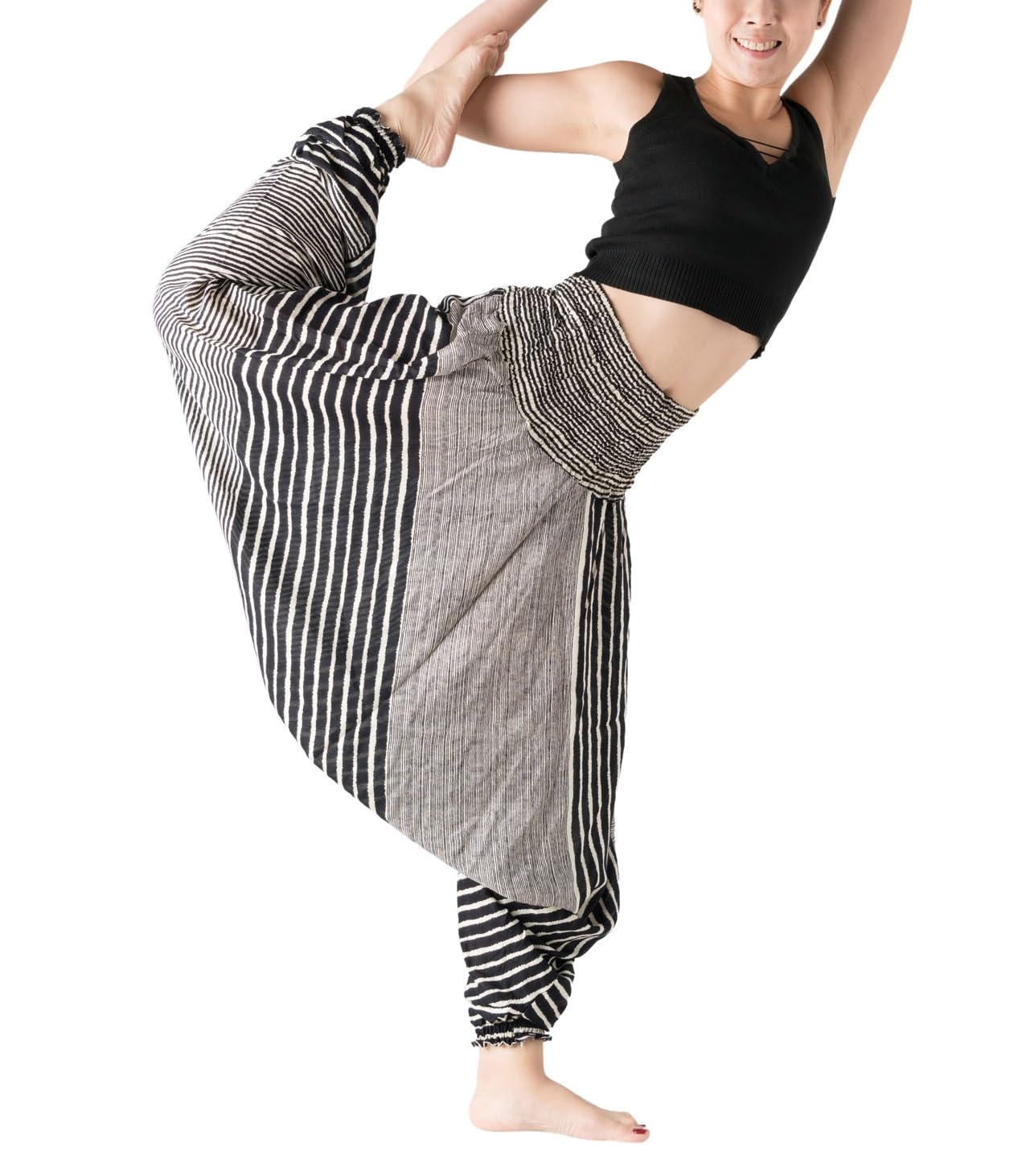 Photo 1 of B BANGKOK PANTS Women's Harem Pants Jumpsuit Boho Clothes Hippie Pants (Line Black, One Size)