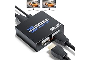 1x2 HDMI Splitter 4K, BolAAzuL 1 in 2 Out HDMI Splitter for Dual Monitors, Powered HDMI Port Expander Mirror HDMI Adapter for TV Gaming Fire Stick Blu-Ray Player