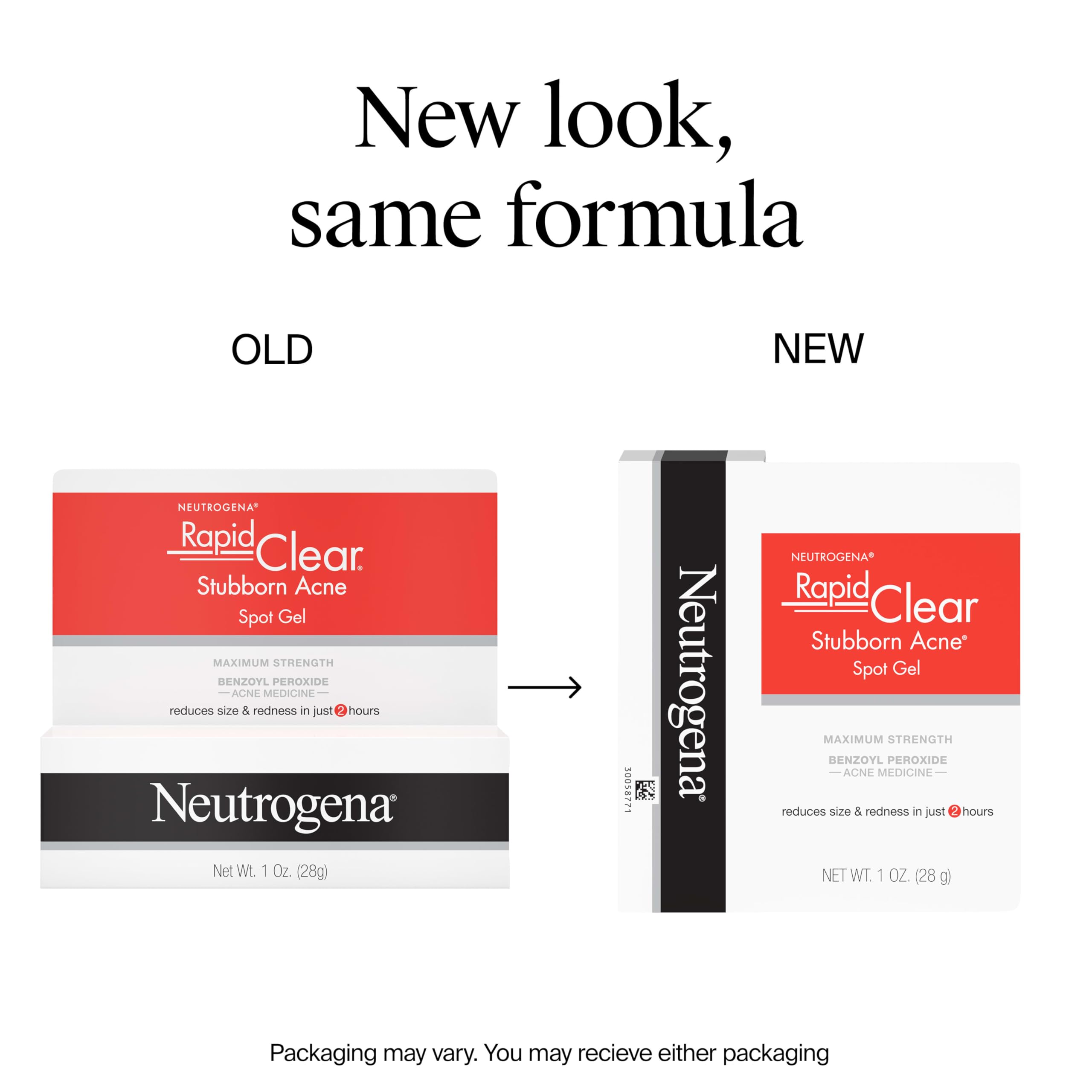 Neutrogena Rapid Clear Stubborn Acne Spot Treatment Gel, Maximum Strength 10% Benzoyl Per-oxide Treatment Medication for Acne Prone Skin, Pimple Cream Reduces Size & Redness, 1 oz