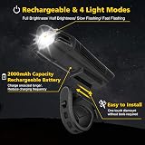 Defurhome Bike Light Set Front and Rear USB Rechargeable 2000mAh 4 Modes view 2