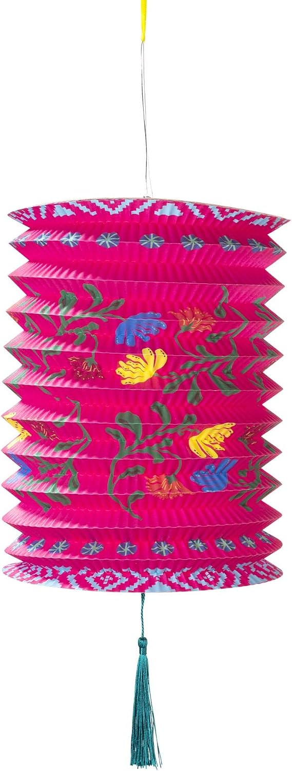 Talking Tables Pack of 3 Boho Chinese Paper Lanterns with Tassels, Pink - Image 5
