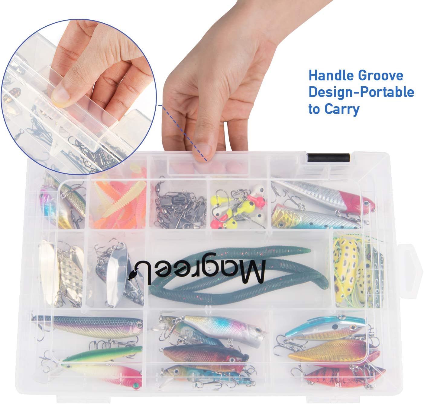 Magreel Fishing Tackle Boxes, Transparent Fish Tackle Storage with Adjustable Dividers, Waterproof Plastic Box Organizer 3600/3700 Tackle Trays, 1 Pack /3 Packs : Sports & Outdoors