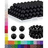150PCS FIVEIZERO Silicone Beads for Keychain Making – 15mm Bulk Rubber Beads for DIY Crafts, Bracelets, Necklaces, and Pens (Black)