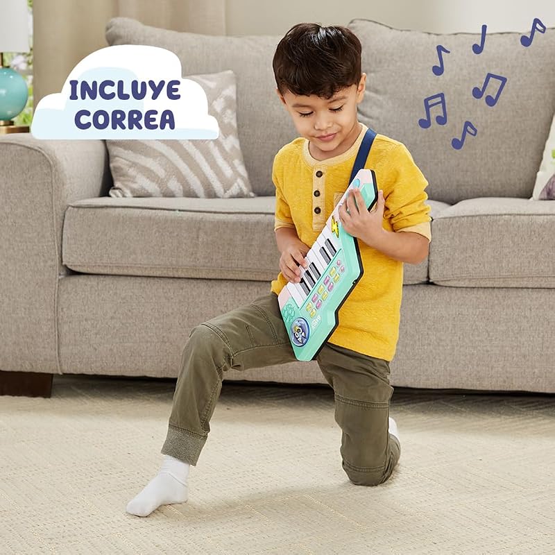 - Bluey's Teclado-Guitarra, Piano e Guitarra Interativa 2 em 1, escolha entre 10 instrumentos e sons, CRIE as Suas Próprias Melodias, Presente para crianças +3 anos, Versão ESP
