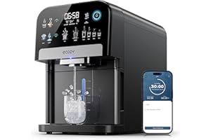 ecozy Nugget Ice Maker Dispenser, Smart 2-in-1 Pebble Ice Machine Countertop & Water Dispenser with App Control, Self-Cleaning, Auto Lighting, TDS Monitor, Measured Dispensing, 33Lbs/Day