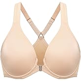 DELIMIRA Women's Front Closure Full Coverage Bras Plus Size Underwire Racerback Supportive Plunge Unlined Bra