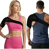 Shoulder Brace for Men &amp; Women, Adjustable Shoulder Compression Sleeve | Fits Left &amp; Right Arms, Breathable Rotator Cuff Relief Brace for Pain Relief Compatible with Hot/Cold Pack (1, Black)