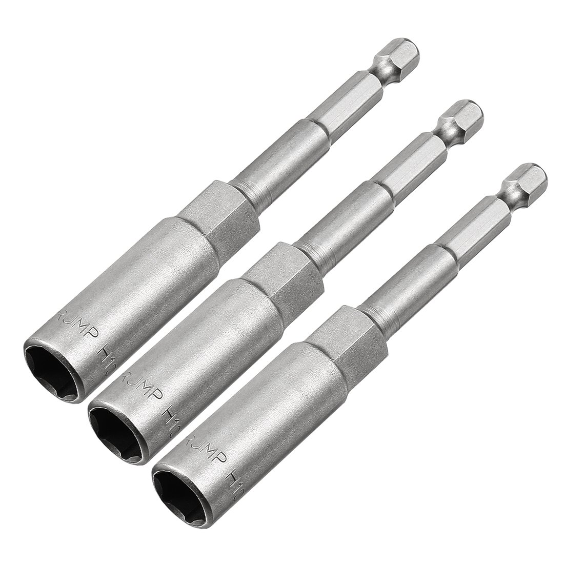 Sourcingmap 3 Pcs 1/4" Quick-Change Hex Shank 10mm Nut Setter Driver Drill Bit, 100mm Length, Metric No-Magnetic