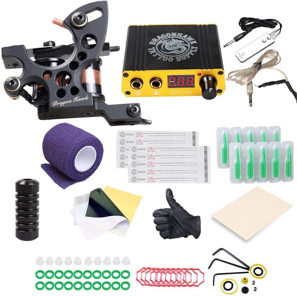 Dragonhawk Tätowierung Set Komplett Tattoo Set 1 Pro Tattomaschine Beginner Tattoo Machine Gun CE Power K4EUYMXNEW