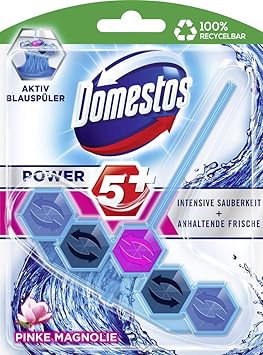 Domestos WC-Stein Power 5+ Aktiv Blauspüler Pinke Magnolie, 7er Pack(7 x 55 g)