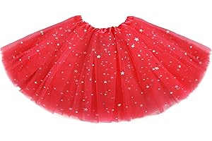 LAINLIGHT Tutu for Girls Stars Sequins Princess Ballet Dress Tulle Skirt for Girls 4-12 Years 3 Layered