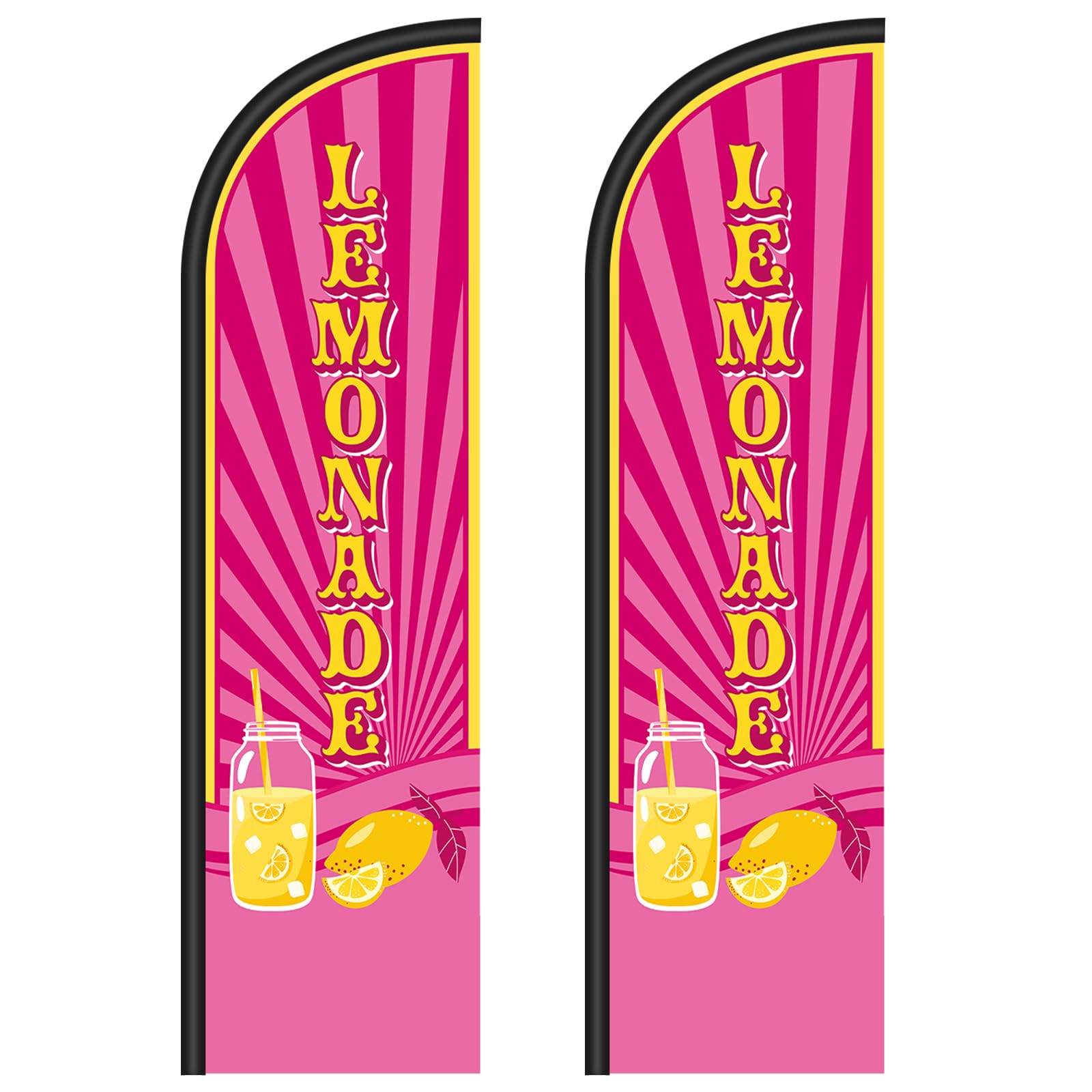 Photo 1 of **************THESE ARE THE FLAGS ONLY*****************
Remagr 2 Pcs Lemonade Sign Feather Flag for Business 12 x 2.5ft Windless Lemonade Banner Swooper Flag for Summer Outdoor Business Food Advertising, Pole Not Included(Pink)