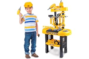 UNIH Toddler Tool Bench Kids Workbench Tools Set for Kids Toy Pretend Play Learning Toy Tool Set with Electric Drill, Toddler Boy Toys for 2 Year Old Boys Gift