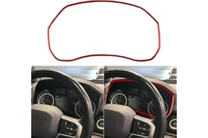 NVCNX Carbon Fiber Compatible with Dodge RAM 1500/2500/3500 2019-2024 2020 2021 2022 2023 Big Horn/Laramie/Rebel/Limited/Longhorn/TRX Dashboard Instrument Cluster Cover Interior Trim Accessories Red