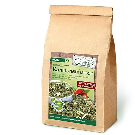 Original-Leckerlies Premium Kaninchenfutter - Aktiv 1 kg, ***Top Qualität*** GETREIDEFREI Kaninchenfutter, Nagerfutter, Meers