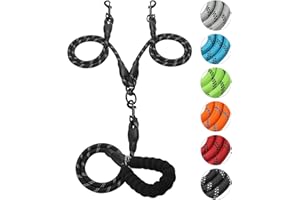 GOKOTTA Double Dog Leash Reflective Detachable Coupler and Tangle Free, Support add to Multiple Rope Leash Control with Padded Handle for Large and Medium Dogs Walking (Classic Black, Double Leash)