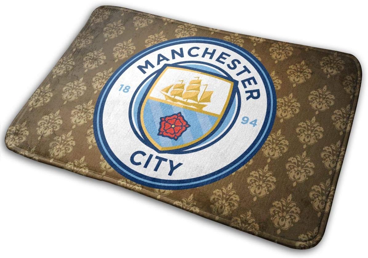 Ronaldleee Manchester City Doormat Entrance Floor Rug Mat Non-Slip Flannel for Bedroom Bathroom Kitchen Home Decorative 60x40CM
