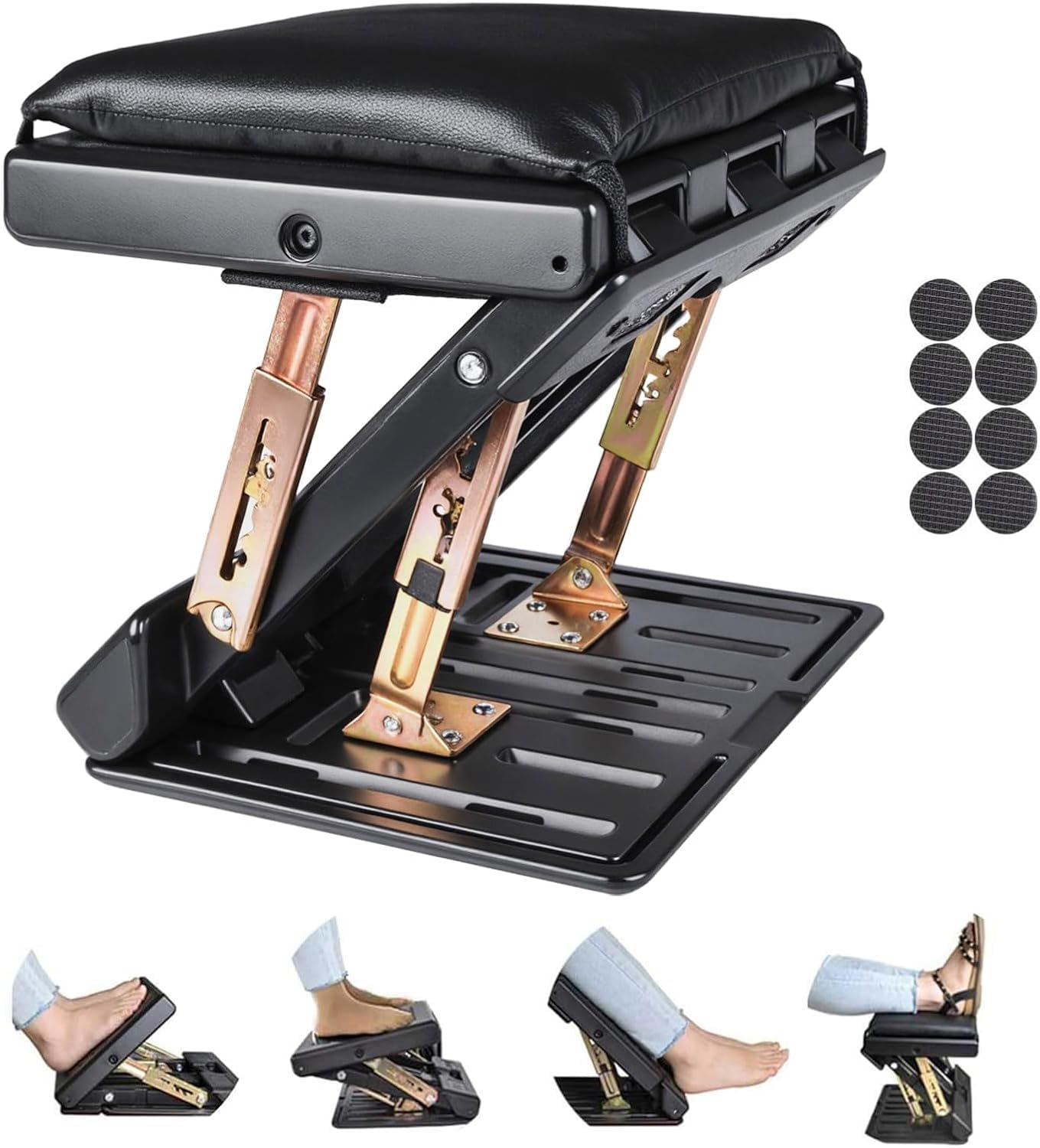 SurmountWay Foot Rest Under Desk Adjustable, Ergonomic Footrest Stool with Massage Height Angle Adjustable for Office Home (Black)