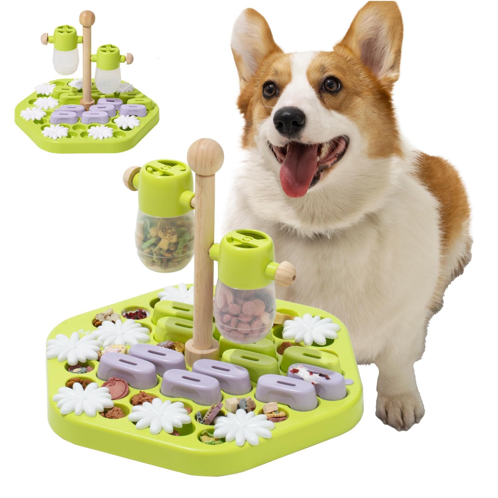 Photo 1 of MEWOOFUN Dog Puzzle Toy for Smart Dogs, Level 3 Enrichment Toys for Pets IQ Training, Cat Slow Feeder Interactive Toys Cat Treat Puzzle for All Breeds (Green-Flip & Seek Feeder)