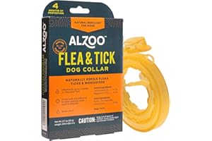 ALZOO Natural Flea & Tick Dog Collar - Helps Repel Fleas, Ticks & Mosquitoes - 100% Plant-Based Active Ingredients - Waterproof - Up to 4 Months Protection - Medium-Sized Dogs: 16-40 lbs - Single