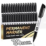 Permanent Markers Fine Tip, 30 Pack Black