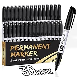 Permanent Markers Fine Tip, 30 Pack Black