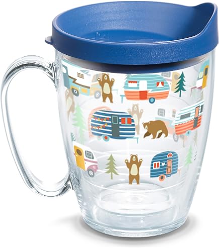 Amazon.com | Tervis Retro Camping Made in USA Double Walled Insulated  Tumbler Travel Cup Keeps Drinks Cold & Hot, 16oz Mug, Clear: Tumblers &  Water Glasses