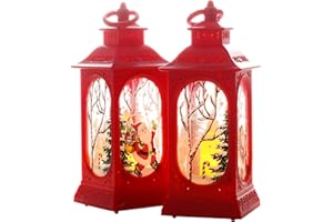 Lurrose 2 Pcs Christmas Candle Lantern Decorative Led Candle Lamp Table Top Santa Lantern Hanging Lanterns Flameless Candle Lantern Xmas Christmas Indoor Outdoor Decoration