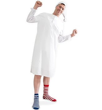KarnevalsTeufel Herren-/Damenkostüm Nachthemd, Hemd mit Mütze, Fasching, Schlafanzugparty (Large)