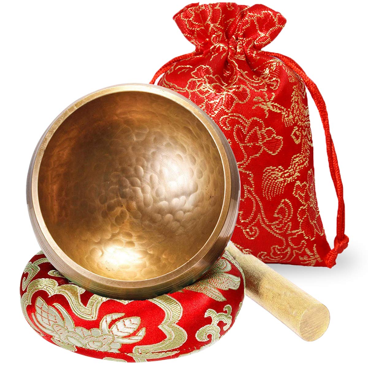 Singing Bowl 8 cm Small with Wooden Mallet and Singing Bowl Cushion Meditation Sound Therapy Mindfulness Attention