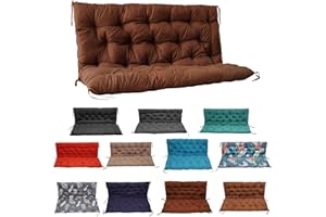 YIMORIA Porch Swing Cushion, Swing Cushions for Outdoor Furniture with Backrest, 2-3 Seater Thickened Outdoor Swing Cushions for Porch, Patio, Outdoor and Garden (Deep Coffee,48 * 40 in)