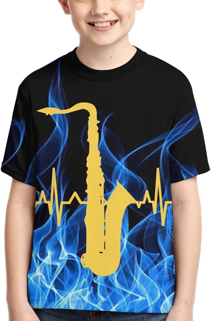 Alfonso Saxophone Heartbeat Boy TShirt Black Amazon.ca Clothing