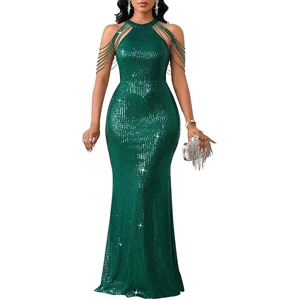 Ball Gowns Uk Spaghetti Strap Sleeveless Evening Dresses Women Long V Neck  Mermaid Sequin Prom Dress Burgundy 8#Floor Length Clothing, Shoes Jewelry