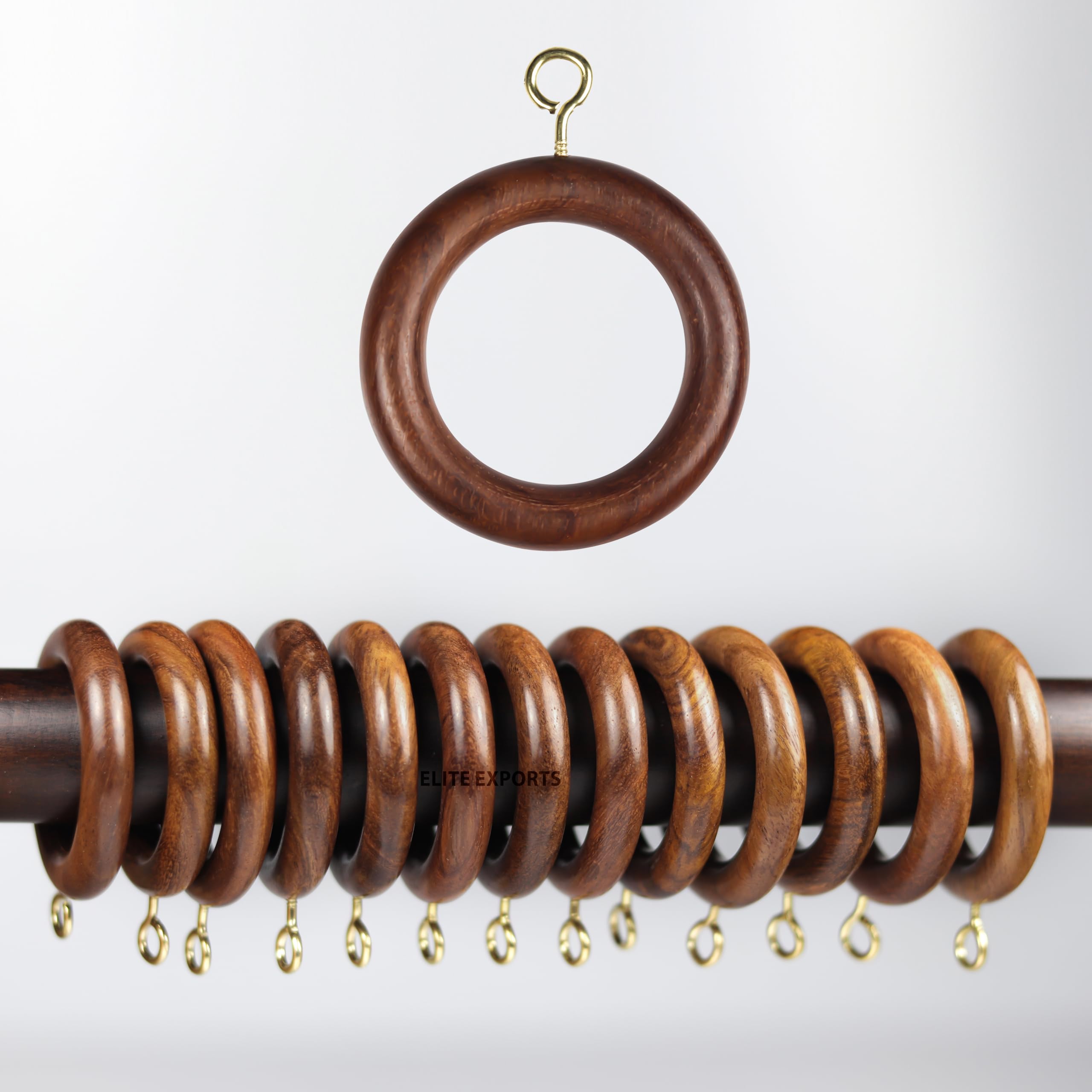 Photo 1 of 2 Inch Wooden Drapery Curtain Rod Rings, 24 Pcs for 1 inch Rod Pole, 1.25 INCH Inner Dia, Natural Rosewood (24, 1.25 INCH Inner Dia)