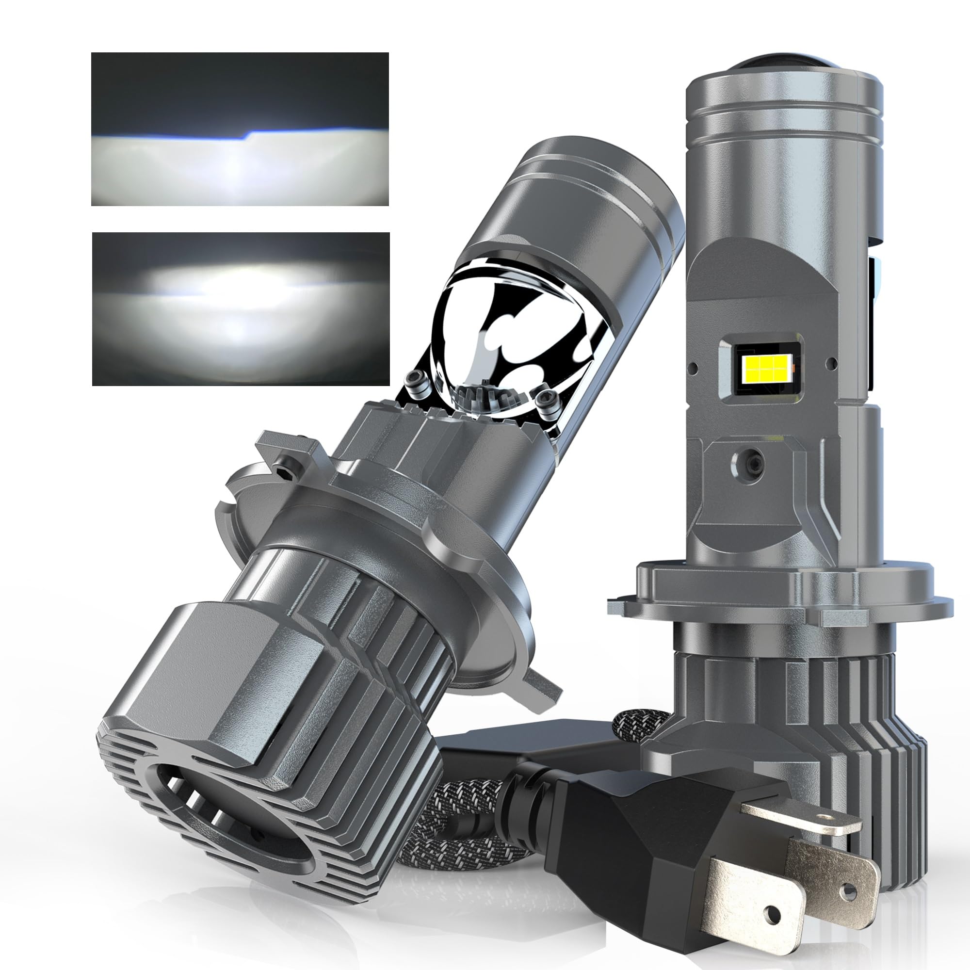 Photo 1 of CHOPDARK H4 H19 HS1 9003 HB2 LED Bulbs Small Projector Lens Fog Lamps 110W 30000Lm 6500K White Light for Cars Motorcycles, Pack of 2
