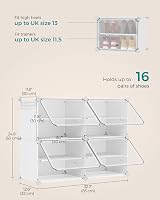 SONGMICS Interlocking Shoe Rack 4 Slot Plastic Storage Cabinet White LPC032W01 view 8