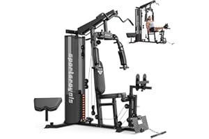 Sportsroyals Home Gym Equipment, 154LBS Weight Stack, Full Body Workout Machine with Pulley System for Strength Training
