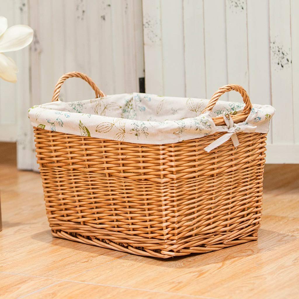 Wäschekörbe Rattan Portable Baumwolle Leinen Futter Schmutzige Hamper