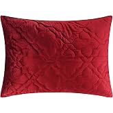Levtex home Birch Hill - Caserta Quilt Standard Sham Arabesque Medallion Red Velvet 26x20in. Reversible