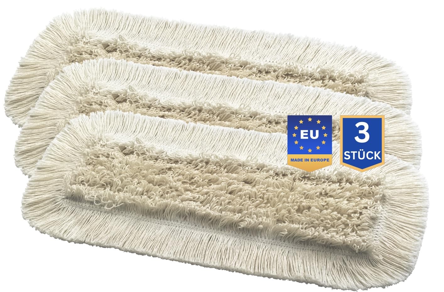 VIOVIE Premium Mop Cover 50 cm, Pack of 3, Sustainable Materials, Cotton & Polyester Mop, Suitable for All Floors, Professional Quality for Home, Office and Industry