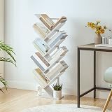 HOOBRO Tree Bookshelf Tall 9-Tier White Floor Standing Bookcase EWT08SJ01G1 view 5