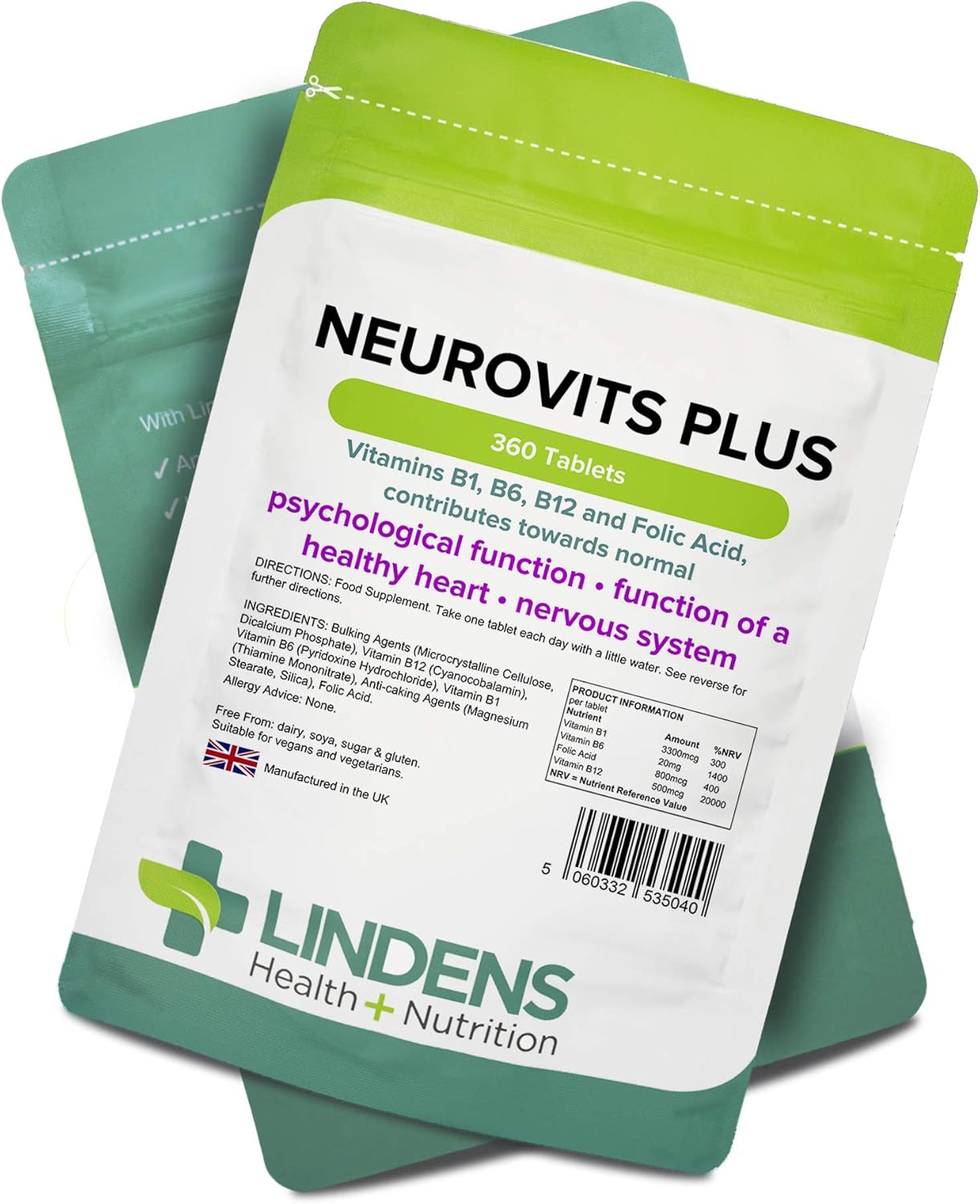 Lindens, Neurovits Plus Tablets, 360 Pack (90 Pack x 4), UK Made, Contains Vitamin B1, B6 - Image 5