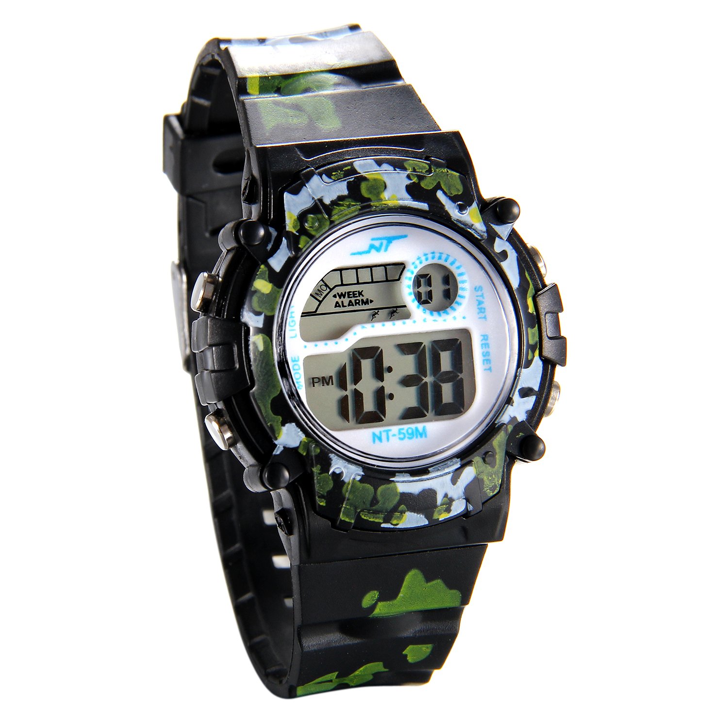 JewelryWe Children Wrist Watch - Boys Camo Multi-Function Sports Digital Watches (Camouflage Black)