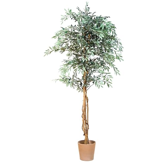 PLANTASIA® Olivenbaum, Echtholzstamm, Kunstbaum, Kunstpflanze - 180 cm, Schadstoffgeprüft