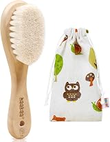 haakaa Wooden Baby Hair Brush Natural Wool Bristles in Carry Pouch