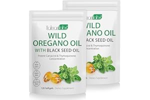 DLOMFVFQ 2 Pack Oil of Oregano with Black Seed Oil Softgels, 2 in 1 Formulated Oil of Oregano Capsules Organic, Oregano Oil Herbal Supplement for Immune Support & Antioxidant
